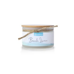 A jar with the word beach lotion on it.