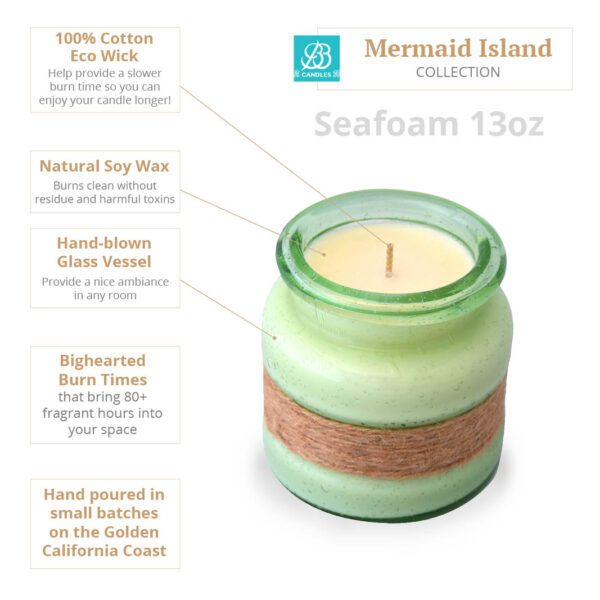 Mermaid island sea foam candle.