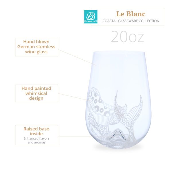 Le Blanc wine glasses adorn the Le Blanc, giving it a unique and whimsical touch.