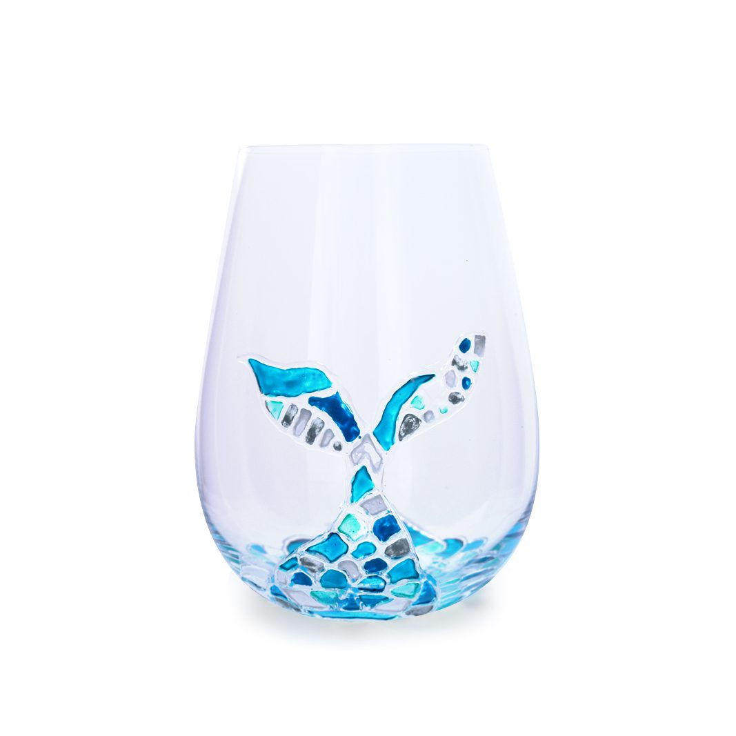 Gorgeous painted mermaid wine glass