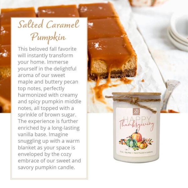 Celebrate a cozy Thanksgiving with the delightful aroma of a 12oz Happy Thanksgiving scented candle.