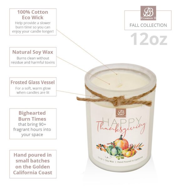 12oz Happy Thanksgiving scented candle.