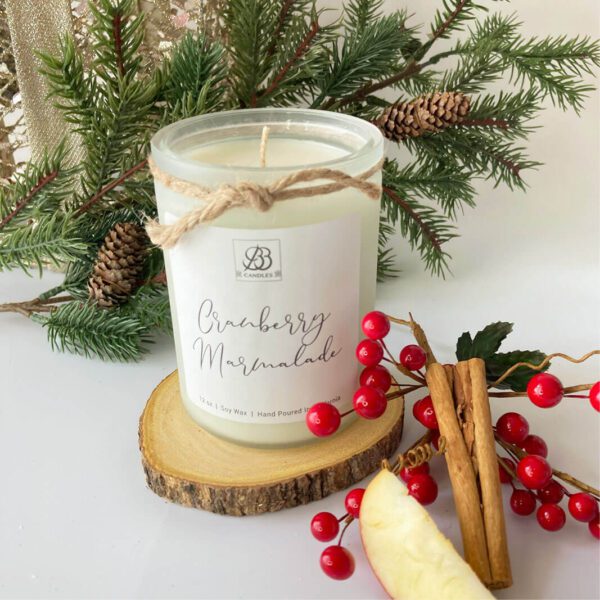 Cranberry mermaid soy candle.