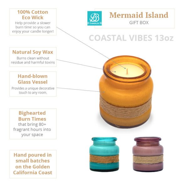 Mermaid island coastal vibes candle.