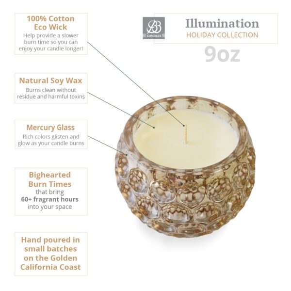 An image of a candle with information about it.