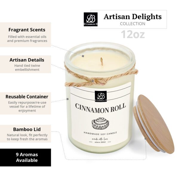 Artisan delights cinnamon roll candle.