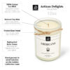 A candle with a label.